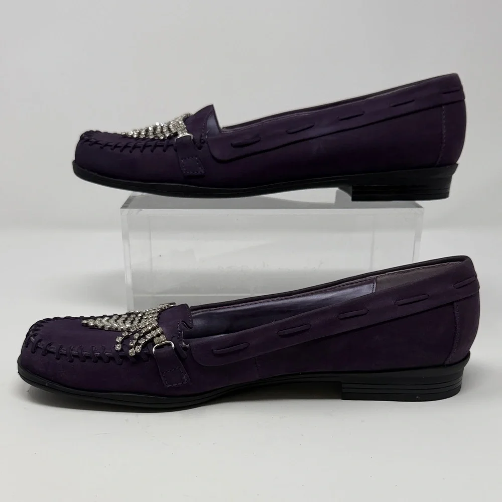 Bellini Fierce Purple Flats with Silver and rhinestone Detailing Size 7